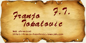 Franjo Topalović vizit kartica